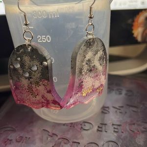 Grey and purple ghost resin earrings
